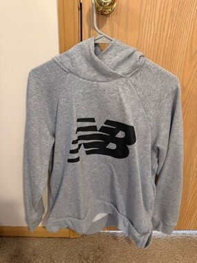 New Balance Light Gray Hoodie with Black NB Logo